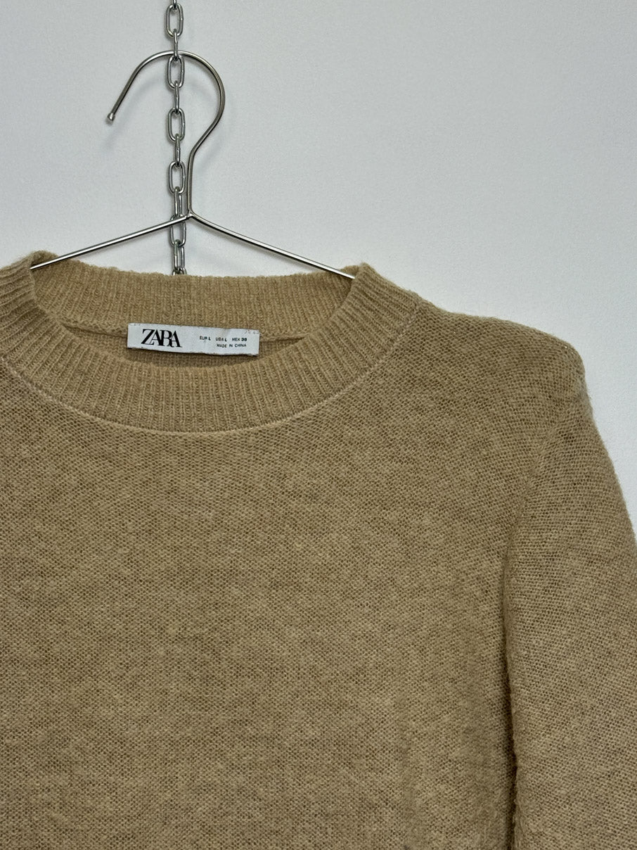 Contrast hem open weave jumper (M)
