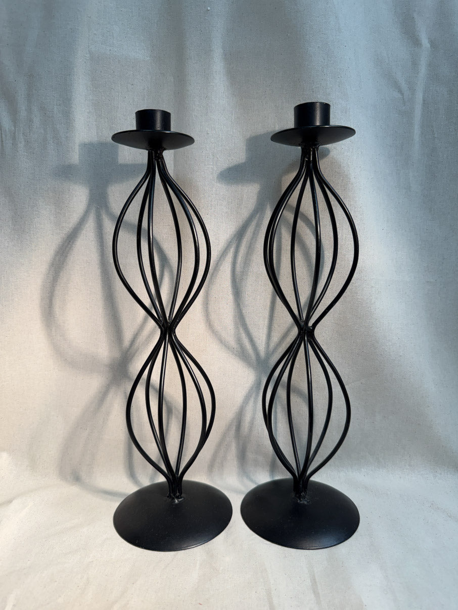 Wrought-iron style candlesticks (pair)