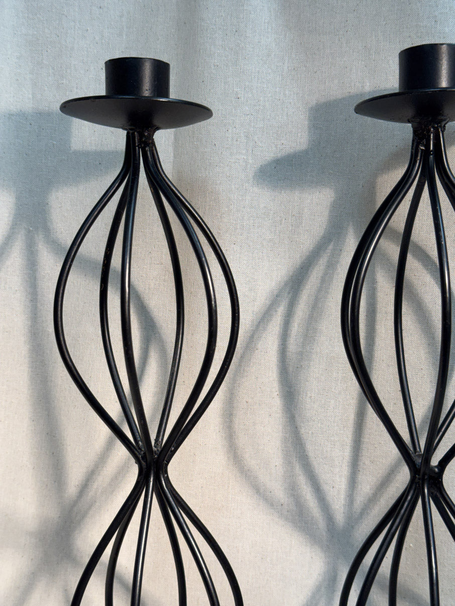 Wrought-iron style candlesticks (pair)