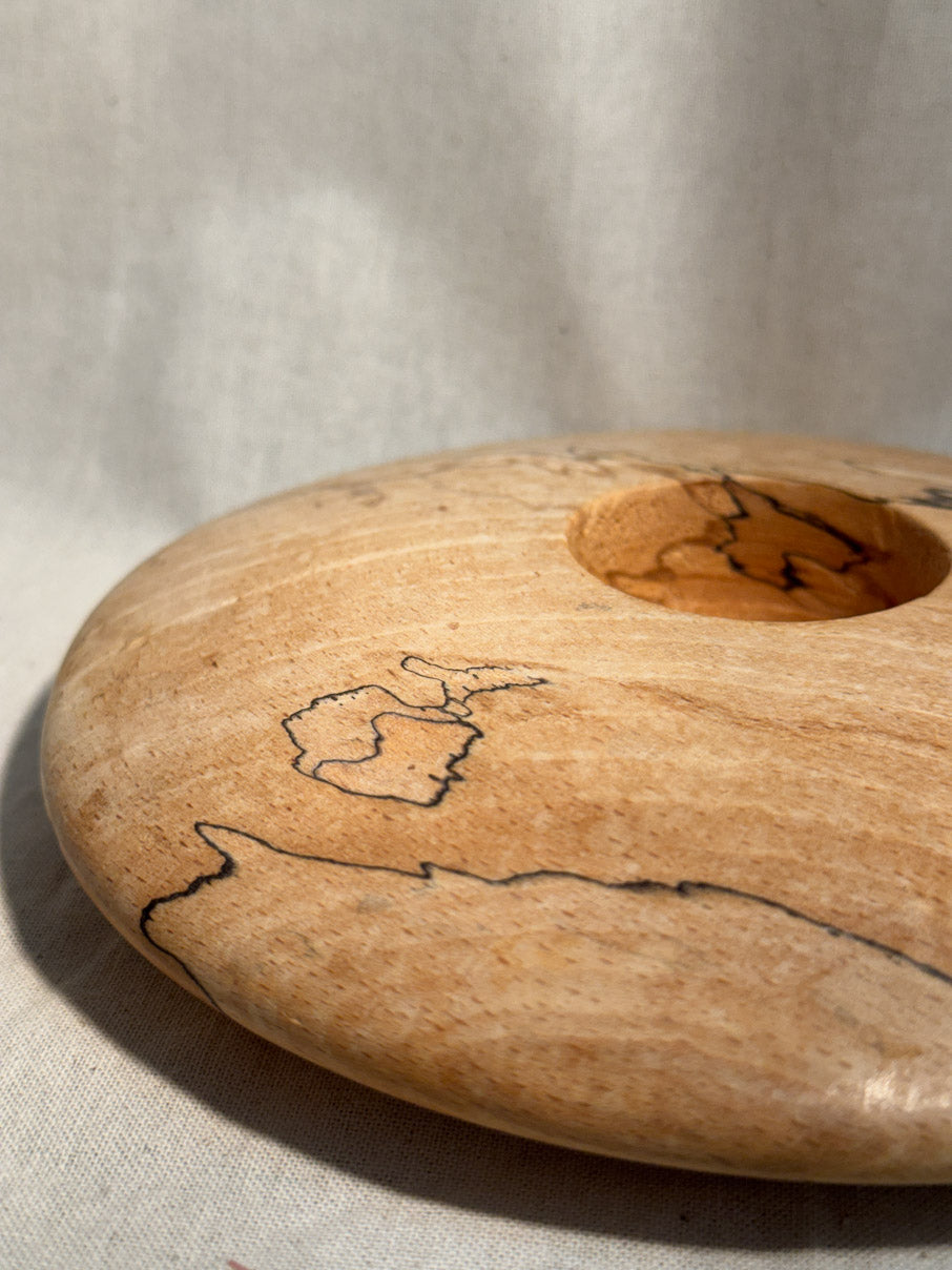 Handmade spalted beech tealight holder