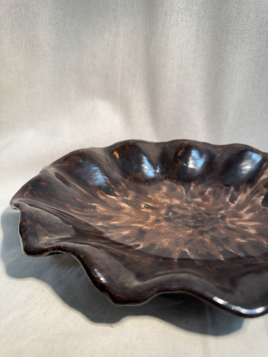 Handmade scalloped pottery dish