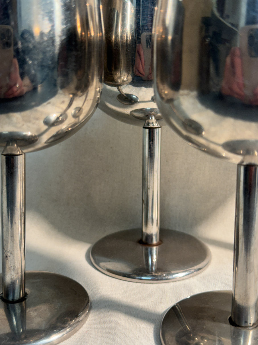 Small stainless steel wine glasses (x 4)