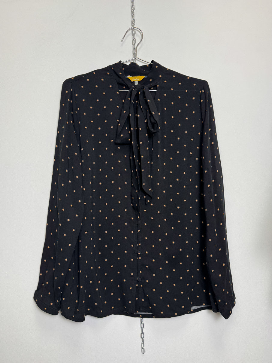 Star-print pussybow blouse (M)