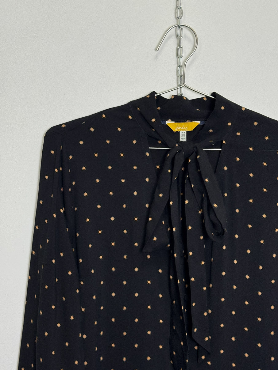 Star-print pussybow blouse (M)