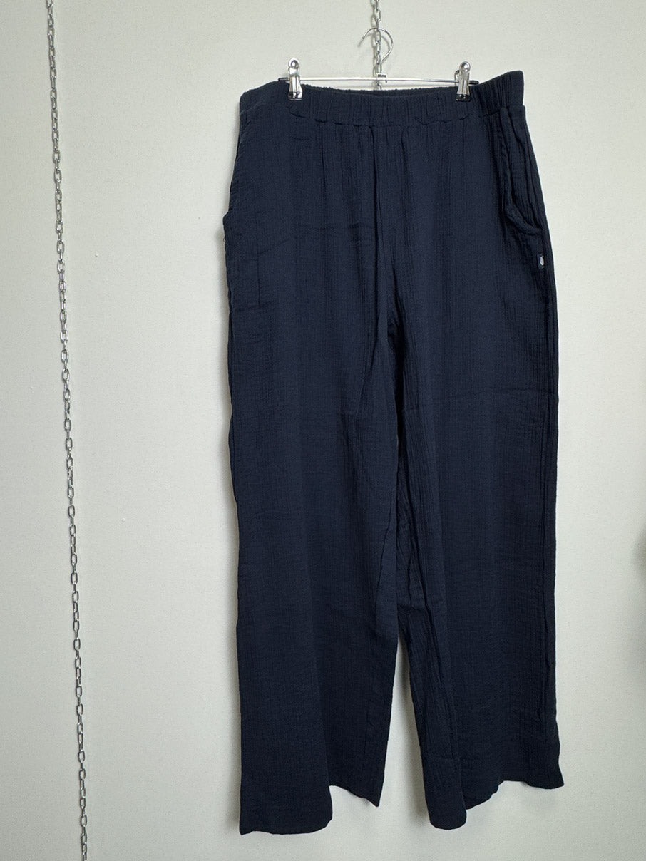 Cheesecloth wide leg easy trousers (L)