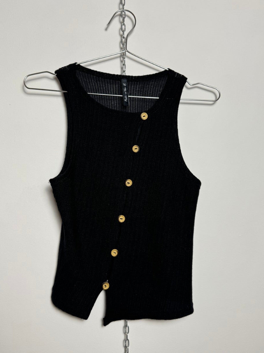 Assymetric button through knit top (S)