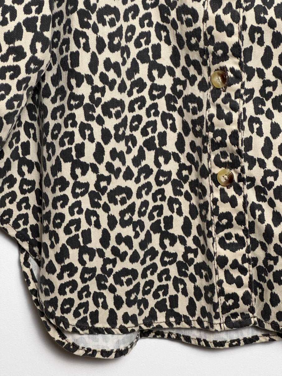 Leopard-print denim shacket (M)