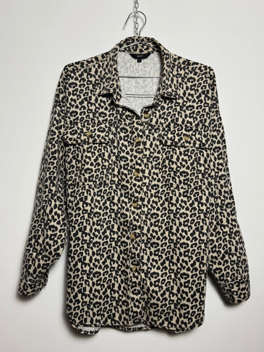 Leopard-print denim shacket (M)