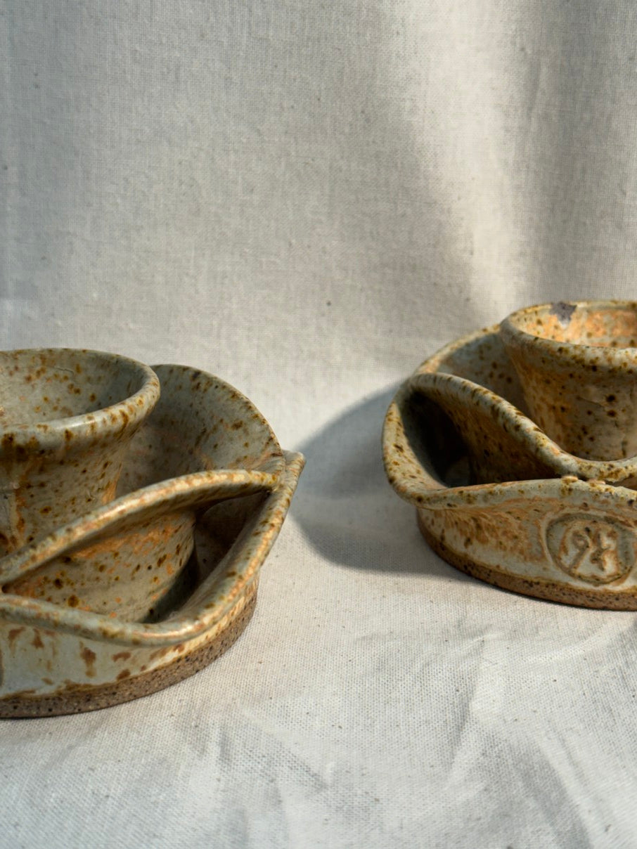 Glazed stoneware candle holders