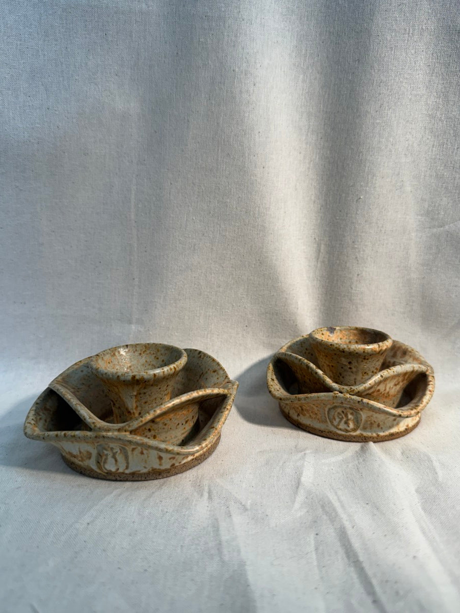Glazed stoneware candle holders