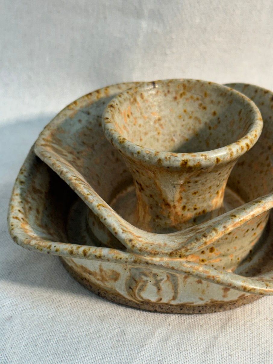 Glazed stoneware candle holders
