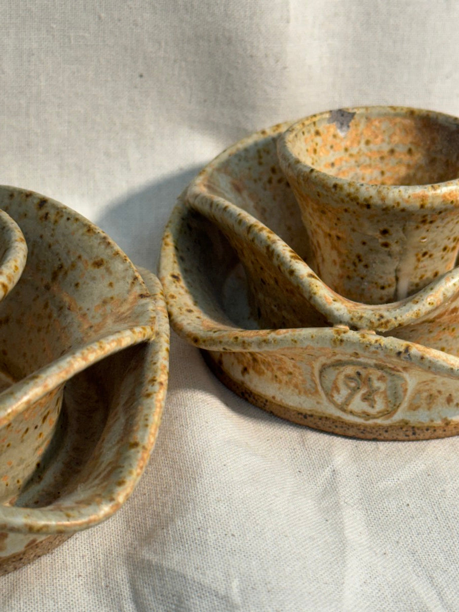 Glazed stoneware candle holders