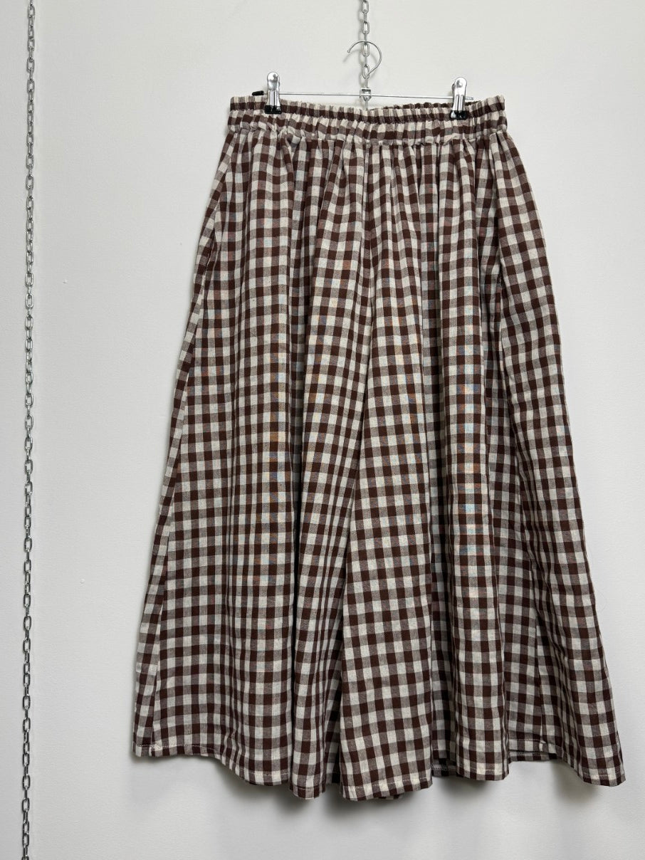 Gingham wide leg trousers / culottes (M)