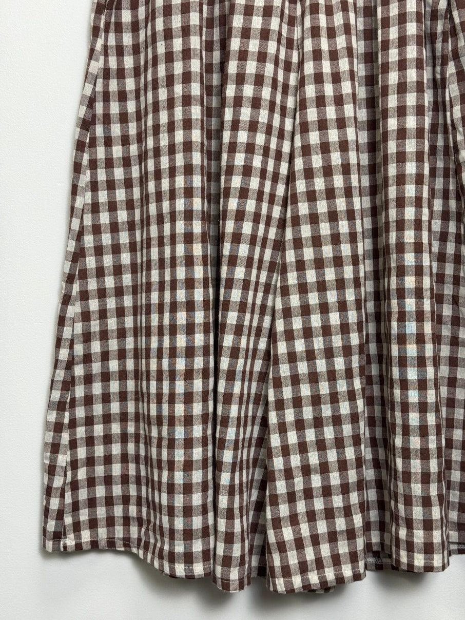 Gingham wide leg trousers / culottes (M)