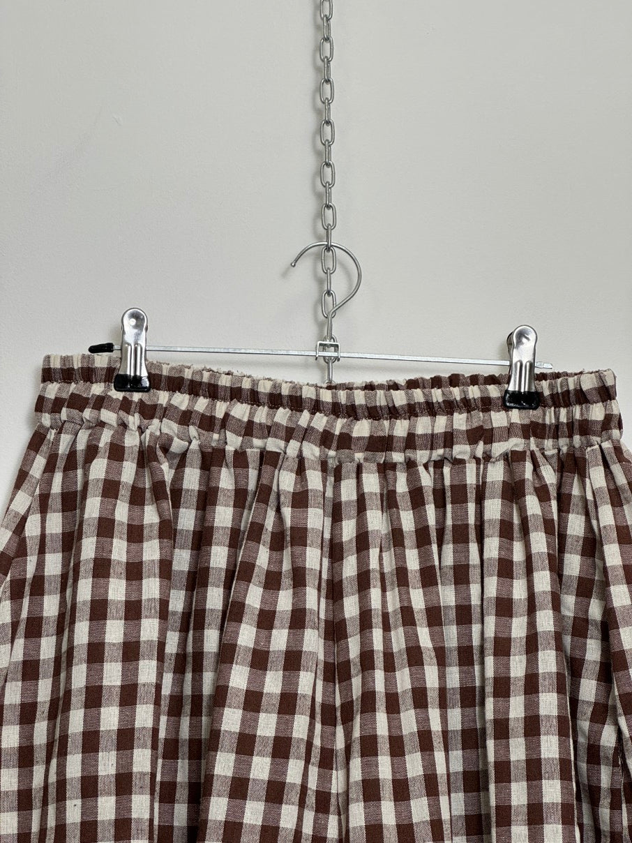 Gingham wide leg trousers / culottes (M)