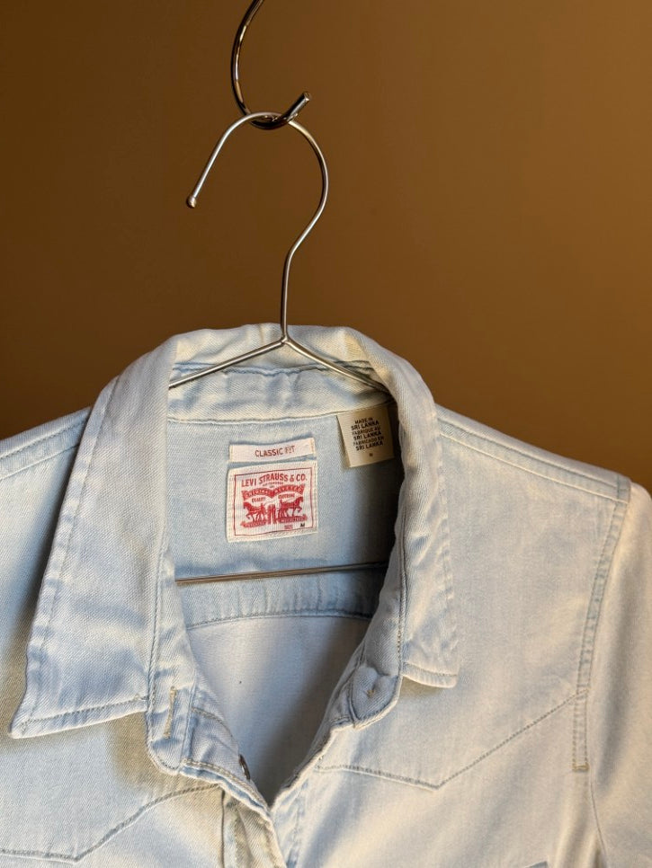 Bleached denim western shirt (M)