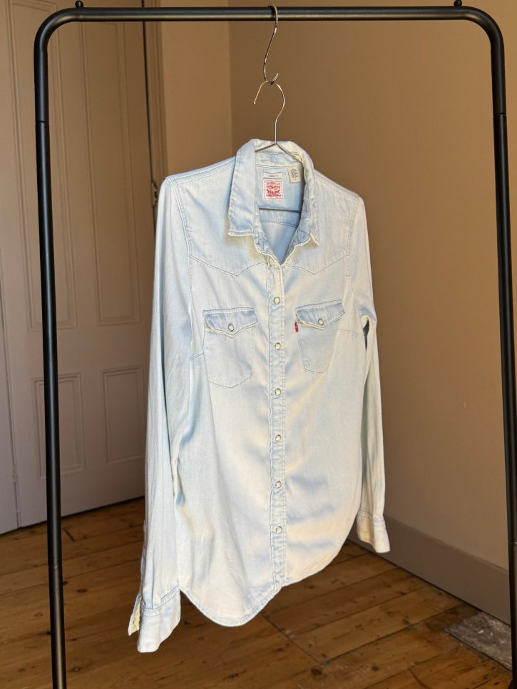 Bleached denim western shirt (M)