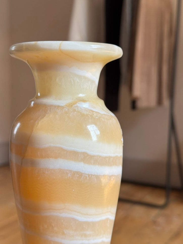 Egyptian alabaster stone carved vase