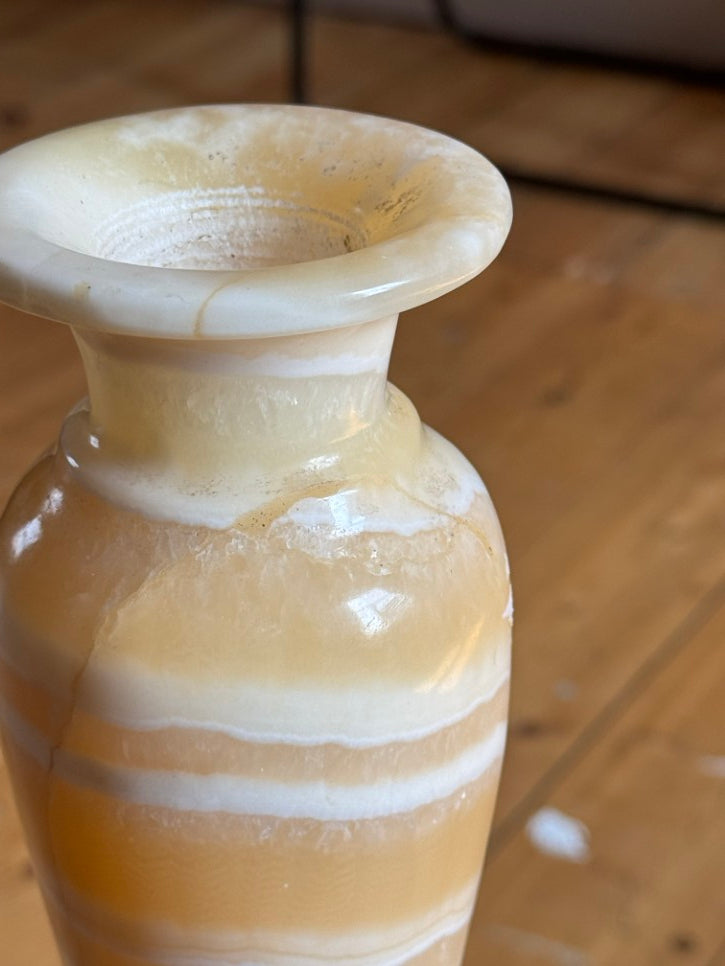 Egyptian alabaster stone carved vase
