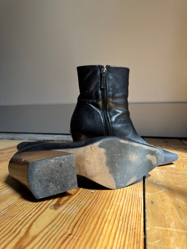 Pointed leather ankle boots (6)