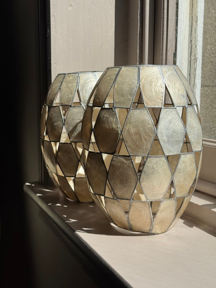 Capiz shell lampshades (pair)