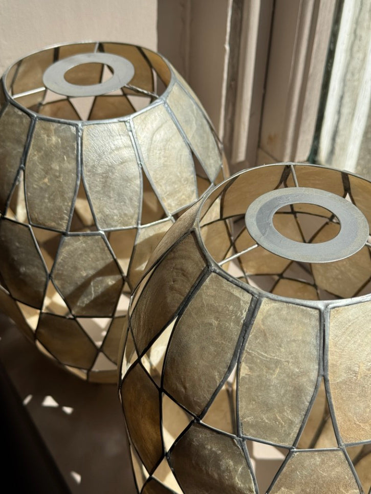 Capiz shell lampshades (pair)