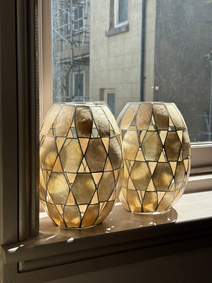Capiz shell lampshades (pair)
