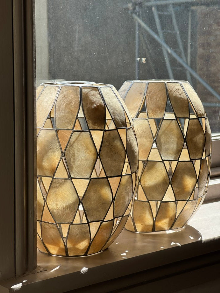 Capiz shell lampshades (pair)