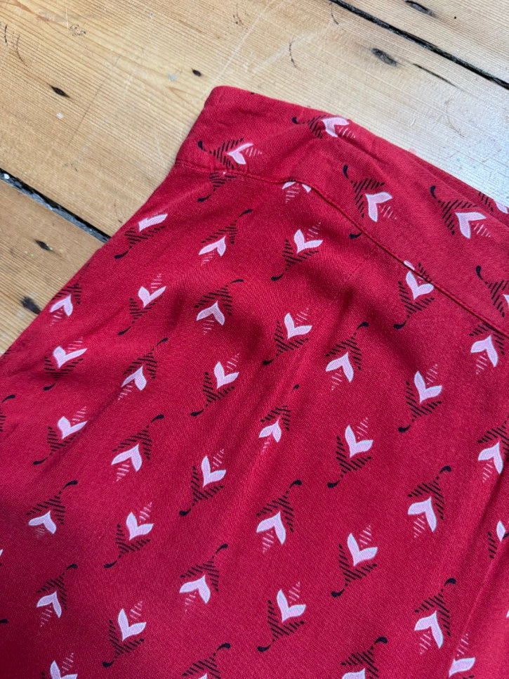 Patterned wide leg easy trousers (M)