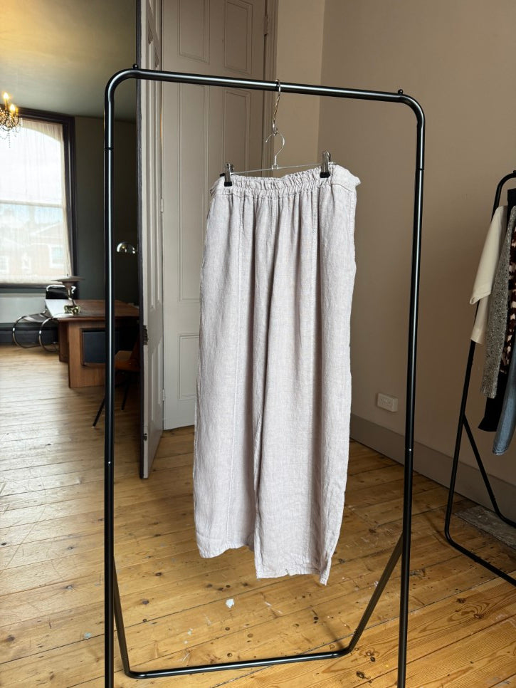 Linen cropped wide trousers
