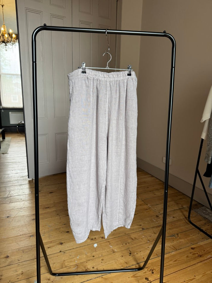Linen cropped wide trousers