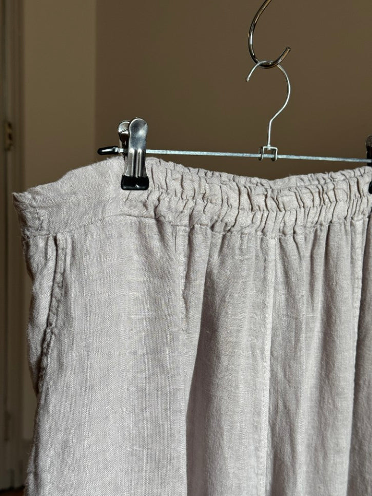 Linen cropped wide trousers