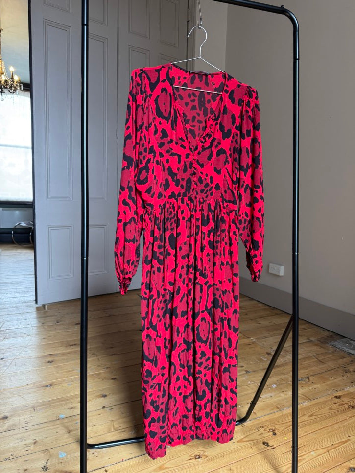 Leopard print empire line maxi dress (M)