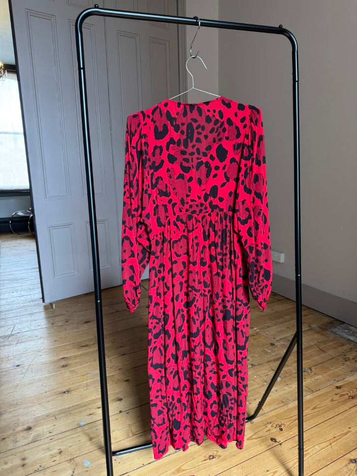 Leopard print empire line maxi dress (M)