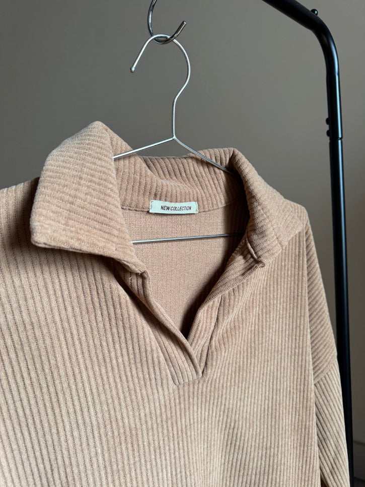 Corduroy Long Sleeved Polo (M)