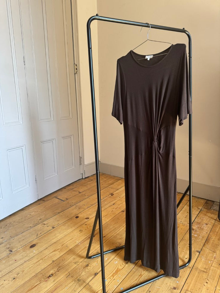 Draped jersey knot-twist maxi dress (M / L)