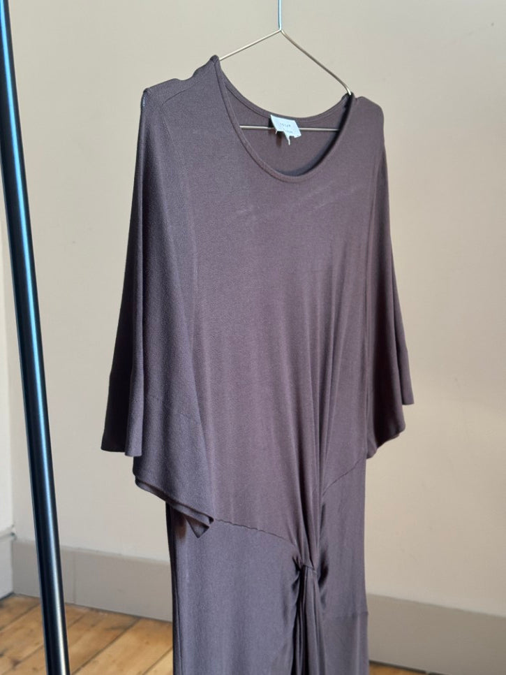 Draped jersey knot-twist maxi dress (M / L)