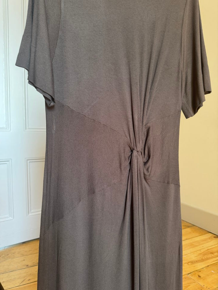 Draped jersey knot-twist maxi dress (M / L)