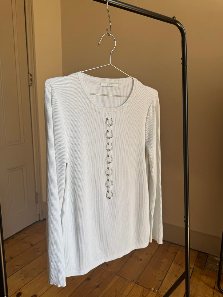 Pierced long-sleeve top (M)