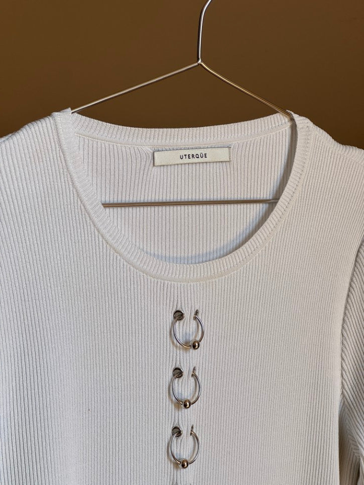 Pierced long-sleeve top (M)