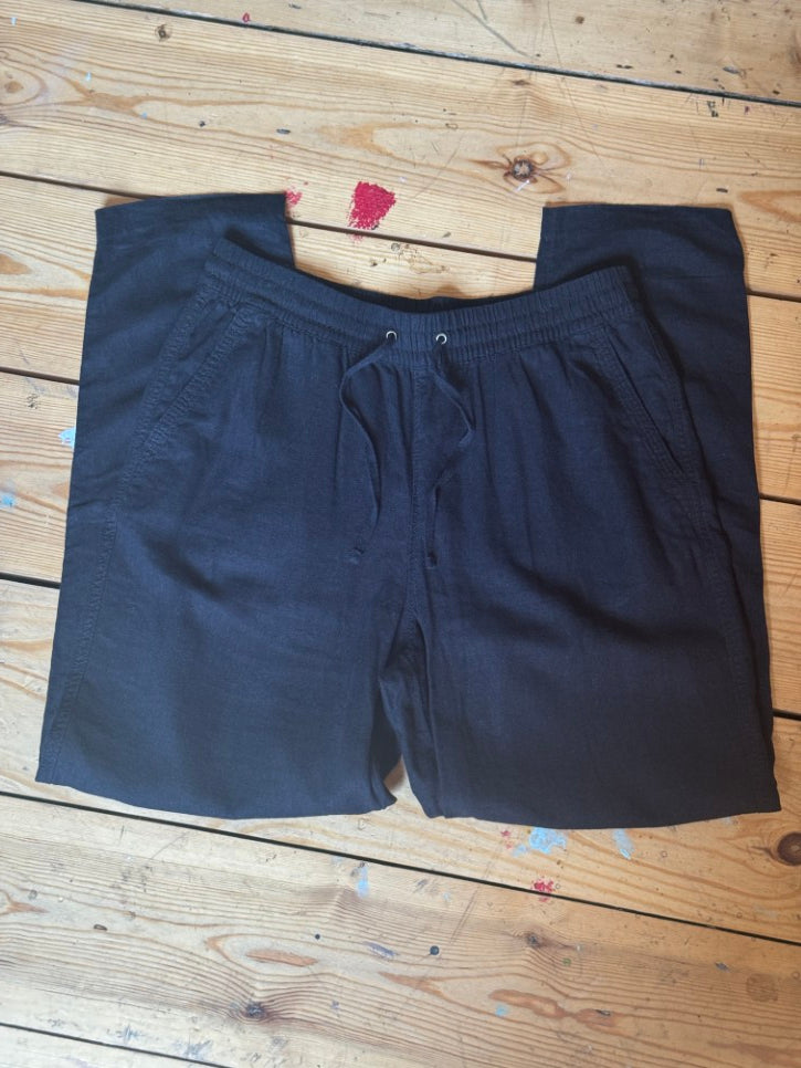 Linen blend straight leg trousers (M)