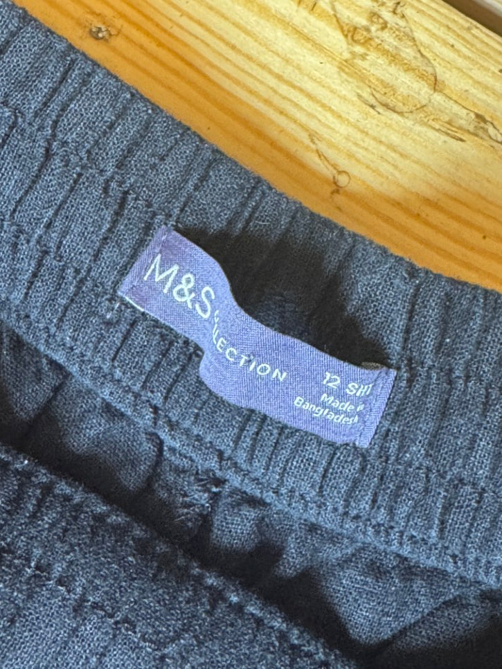 Linen blend straight leg trousers (M)
