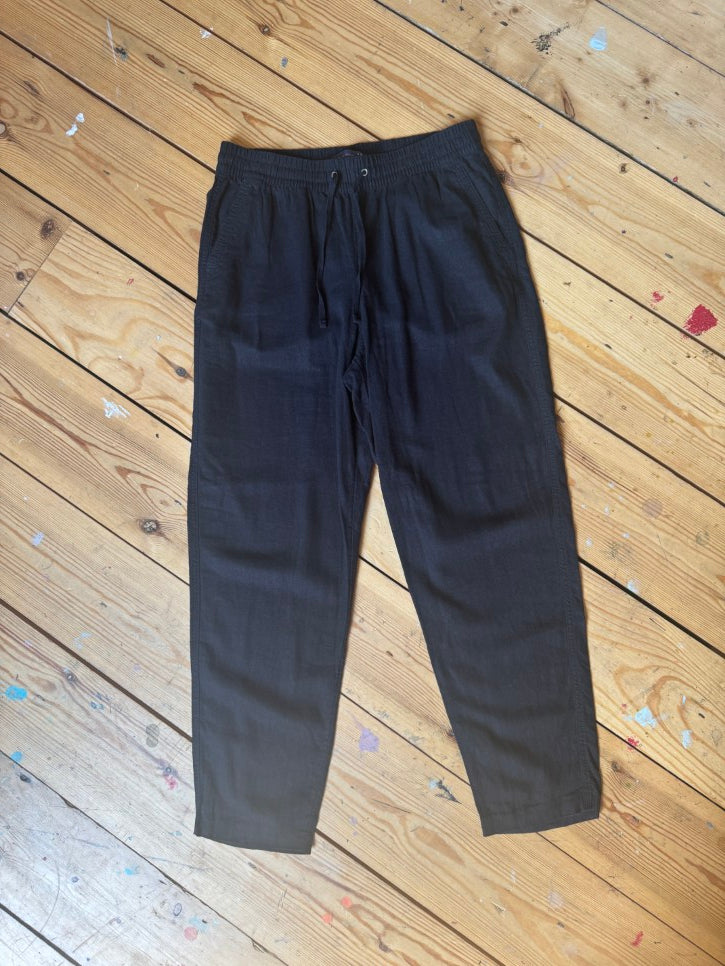 Linen blend straight leg trousers (M)